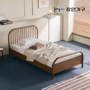 장인가구 자카이 SE0등급 고무나무 원목 평상형 통깔판 침대 SS+본넬유로탑(240T)