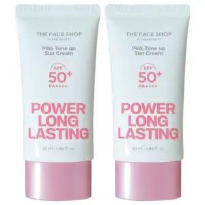 더페이스샵 파워 롱래스팅 핑크 톤업 선크림 50ml 2개