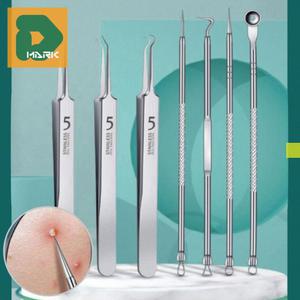 여드름피지제거 8P 전문가용 피부 모공 관리 스테인리스 얼굴 집게 압출기 도구 핀셋 케어 제거 블랙헤드