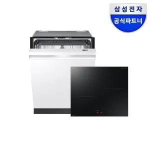 [카드가131만]삼성전자 비스포크 3구 인덕션 14인용 식기세척기 세트 DW80F73Y1UEW+NZ63DG403CFK 블랙