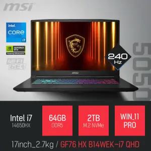 ⓒ MSI 소드 GF76 HX B14WEK-i7 QHD 64GB 2TB WIN11 / 17인치 사무 편집 고성능 게임 캐드 AI 노트북