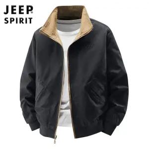 JEEP SPIRIT 남성 양면 코튼 재킷 봄 가을 루즈 캐주얼 트러커 자켓
