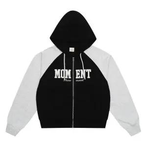 [에꼴리에] 세이브존03 틴톡 라글란 셋업 크롭 후드 집업 24QT757-BK (S41030457)