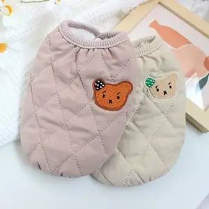 반려동물 강이지옷 곰돌이 체크 누빔조끼 (WFJX067)