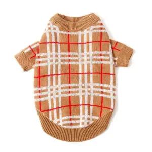 반려동물 올인원 베이지 애견 체크니트 (WFJX06O)