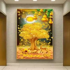 황금돈나무액자 금전운 벽걸이 개업선물 포스터 풍수