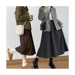 코듀로이 기모 플레어 롱스커트 6color 골덴치마 기모 스판 골지 밴딩 A라인 겨울