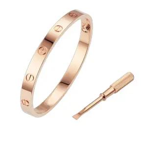 러브 팔찌 원형 커플 스틸 16cm 와이드 우정 로즈골드 도금