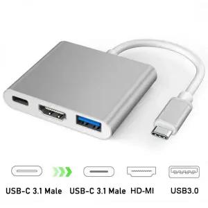 Y젠더 Y잭 이어폰 마이크 헤드셋 USB-C-HDMI 호환 3 in 1 케이블 변환기 SAMSUNG 삼성 Huawei iPad Mac NS