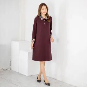 [모슬린]엄마옷 기모 카라 정장 원피스 511FGH203 마담중년여성빅사이즈50대60대