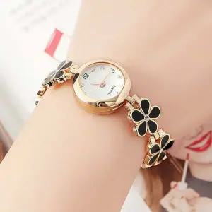 로맨틱 플라워 여성 손목시계 여자 메탈 팔찌시계