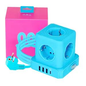 데코아르 멜로우 비비드 5구형 4000w 고용량 팝업 멀티탭 (케이블 1.8m)-스카이