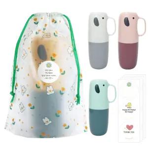 [4세트]니즈엘 빅코끼리 칫솔케이스+스트링백 어린이 양치컵 다용도 보관통 구디백