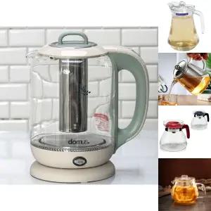 (1.7L) 도무스 전기 주전자 티 커피 포트 주전자/차/내열/유리/티팟/차끓이는/예쁜/녹차/물끓이는/개인/업