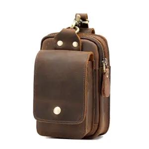 남성벨트백 소가죽 파우치조깅 휴대폰 미니 허리색 등산 힙색