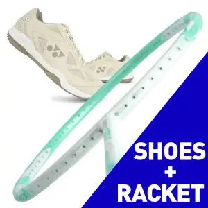 가와사키 K2050 라켓+요넥스 SHB-SR1EX 샌드베이지 배드민턴화