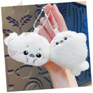 흰색 물범 인형 키링 털실 동물 캐릭터 가방고리 백참 미니 인형 액세서리