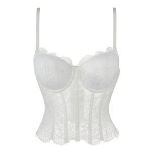 여성용 섹시한 화이트 메쉬 더블 스트랩, 컵 코르셋 탑, 브래지어 쉐이핑 탑, 민소매 여성 뷔스티에 크롭