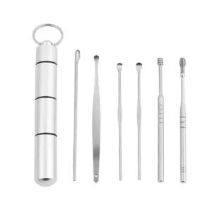 (6종세트)(실버) 귀이개/귀청소/귀후비개/휴대용/귀지개/귓밥/귀파기/귀클리너/귀지/파기/저자극/청결/관리