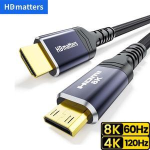 8K 미니 HDMI 케이블 4K 120Hz to 2.1 어댑터 브레이디드 양방향 코드 HDR CEC Earc