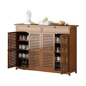 현관 원목 고동색 다층 수납장 우드 신발장 엔틱