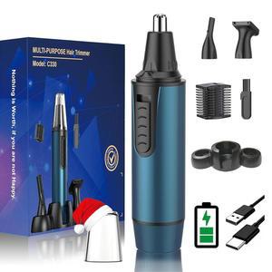 남성용 AREYZIN 코털 트리머, 2025 프로페셔널 3 in 1 없는 충전식 귀와 코 IPX7 방수 눈썹 얼굴 털 트리머 바디 그루밍 키트 듀얼 엣지 블레이드