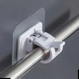 무타공 붙이는 커튼 브라켓 집게 압축 봉 고정 걸이 홀더 거치대 고리 2P 달기 지지대 접착식 못없이