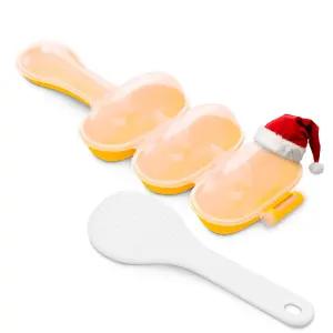 주먹밥 틀 - 3입 크기의 조각 3개와 논스틱 플라스틱으로 만든 제조기 빠른 쉐이크 성형을 위한 스쿱이