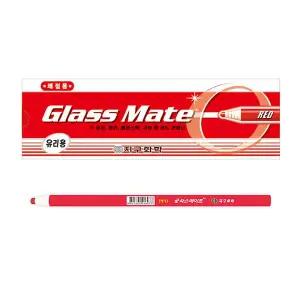 지구화학 글라스메이트 색연필 빨강 X 12개입 1타 (채점용/유리용)