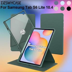 갤럭시 탭 S6 라이트 10.4인치 2024/2022/2020용 케이스, 펜 홀더 포함, 360도 회전 보호 커버 투명