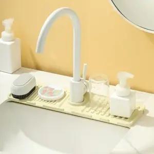 실리콘 세면대 수전패드 물고임방지 싱크대 물받이매트 자동배수 물때차단