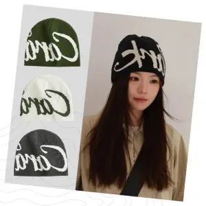 니트 비니 모자 자수 레터링 로고 디자인 겨울 방한 액세서리 남녀 공용 데일리