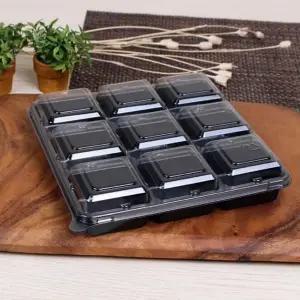 9칸 반찬 용기 다용도 배달 플라스틱 일회용 반찬 용기 뚜껑 캠핑용 재사용 도시락 냉장 냉동 소분 간편