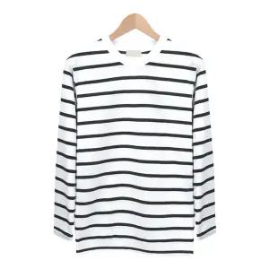 와이드 스트라이프 라운드 티셔츠 MOD005 블랙줄무늬 줄무늬 가을남성 루즈핏 긴팔
