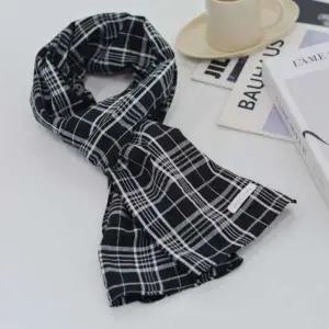 [애슬릿] 면 스카프 여성 남성 커플 체크 사각 간절기 쁘띠