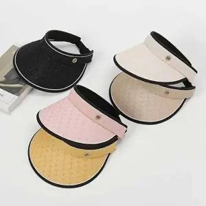 자외선차단모자 파스텔톤 큐빅 브로치 썬캡 모자 와이드챙 햇빛차단