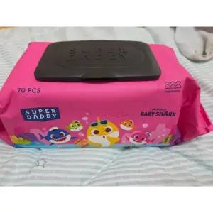 NEW 슈퍼대디 핑크퐁x아기상어 핑크 77g 70매 20팩 아기 물티슈