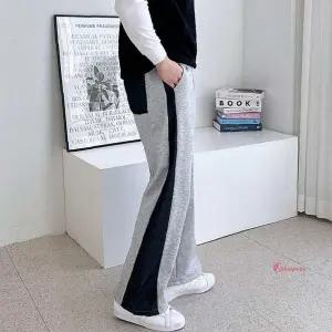 남자겨울기모 스트링 데님 와이드 라인 팬츠 안감uvw720