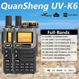 호환 Quansheng UV-K6 워키 토키 5W 에어 밴드 라디오 Tyep C 충전 UHF VHF DTMF FM 스크램블러 NOAA 무선
