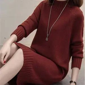 여자 VV17ZQ18 회사원 출근 가을 겨울 니트 미디 원피스 코디