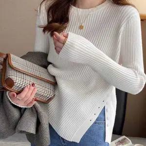 베이직한 FS34SX80 골지니트 라운드넥 옆라인 절기 니트티셔츠