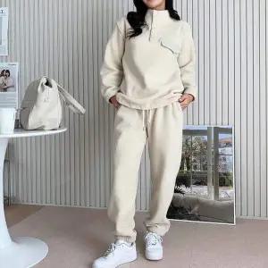여자 IF05BA45 2컬러 스냅단추 풀오버 와이드 조거팬츠 세트