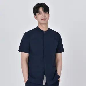제전가공 시크릿 앞지퍼 남성 스크럽복 상의 간호복 간호조무사 물리치료사 진료복 요양보호사 병원유니폼