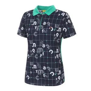 [아웃도어스/마코](여성)사각 패턴 집업 카라 반팔 티셔츠_MLW2TS27