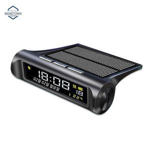 태양열 무선 부착식 전자시계 쿼츠 차량용 컬러숫자 빨판 미니 태양광 석영시계 야광 시계와