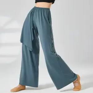 사교 라틴댄스복 쉬폰 여성 라인 시스루 상의 살사 바지 댄스스포츠 꽃무늬 사교댄스 모던