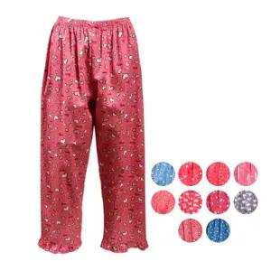 (1+1) 국산 순면 9부 프릴 여자 잠옷 바지 여성 파자마 홈웨어 긴바지