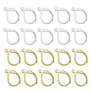 50pcs 저자 극성 귀걸이 후크 프랑스어 Leverback Earwire 실버 골드 도금 황동 귀걸이 걸쇠 보석 만들기