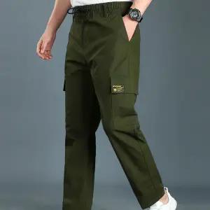 카고 팬츠 와이드 퍼티그 밴딩 남성 카고 바지 허리 사계절 아웃도어 작업복 근무복