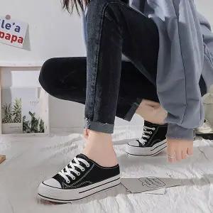 여성 DV373552 뮬 스니커즈 플랫폼 캔버스 운동화 슬립온